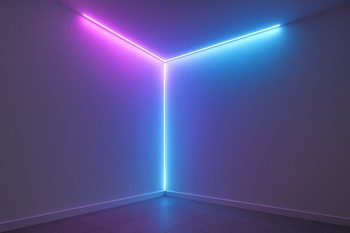 Otaq küncündə divar boyu LED vurğu xətti