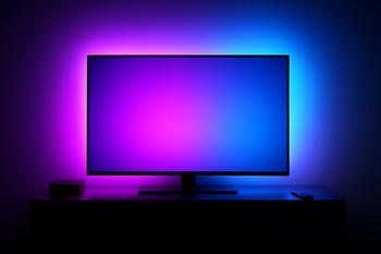 Televizor arxasında divarı işıqlandıran RGB LED lent