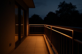 Balkon məhəccəri boyunca LED işıq xətti
