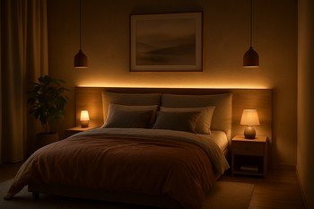 Yataq otağında yumşaq LED ambient işıqlandırma