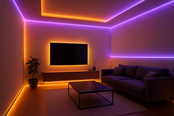 Tam quraşdırılmış LED işıq səhnəsi ilə qonaq otağı