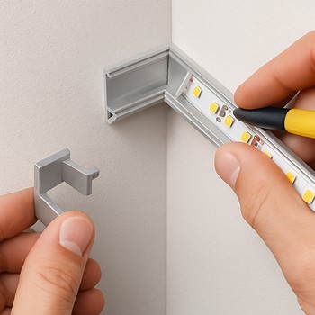 Divar küncündə montaj olunan LED profil və lent