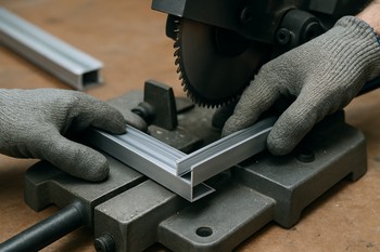 Alüminium profilə yerləşdirilən LED lentin kəsilmiş hissəsi