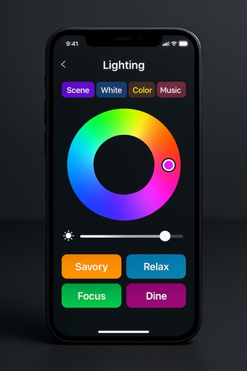 LED ssenarilərini idarə edən mobil tətbiq interfeysi