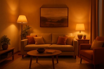 İsti ağ LED lentlə işıqlandırılmış rahat qonaq otağı