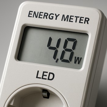 LED işıq xətti fonunda enerji sayğacının yaxın görüntüsü