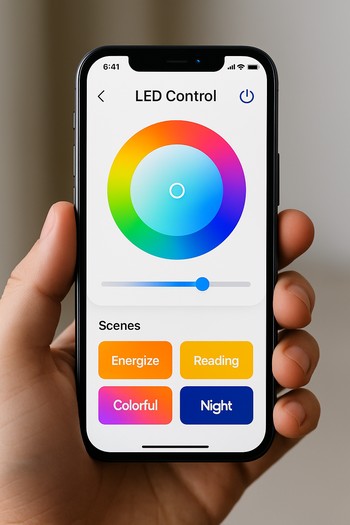 Telefon app vasitəsilə LED lentin rəng və parlaqlığının dəyişdirilməsi