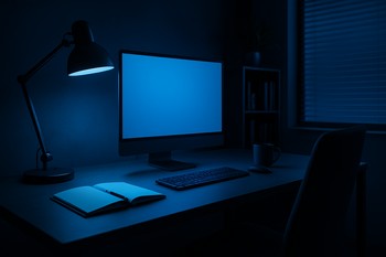 Mavi LED ambient işıqla fokus iş rejimi