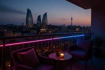 Balkon məhəccəri boyunca hava şəraitinə davamlı LED xətti