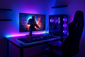Gaming küncündə RGB LED lent və neon xətt