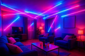 RGB LED və neonla party əhvallı qonaq otağı