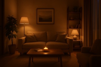 Yumşaq LED ambient ilə rahat qonaq otağı