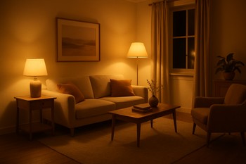 2700K isti ağ LED işıqla rahat qonaq otağı